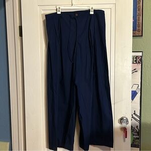 Lands' End navy wide leg flowy high rise long drawstring pant’s women’s size 18T